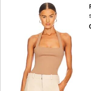 NWT Superdown Candice halter Bodysuit 0124 nude revolve tan beige thong